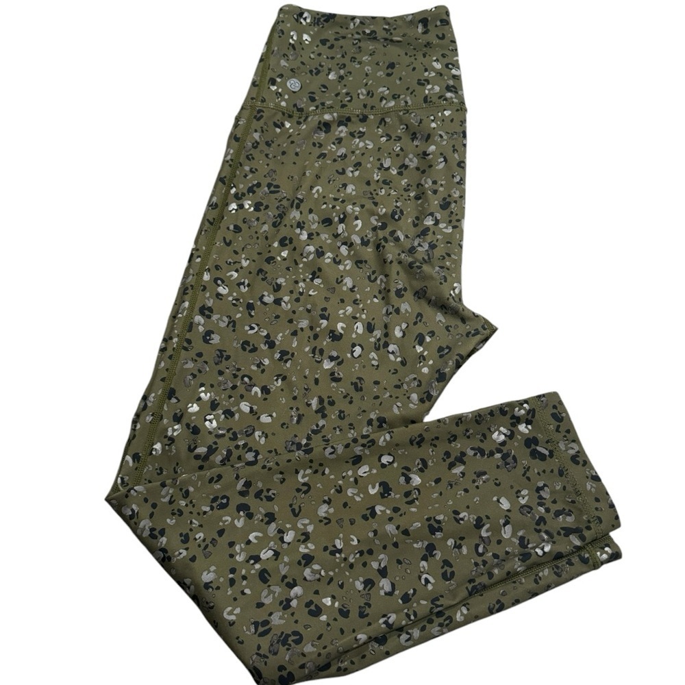 Zella Women’s Ultra High Waist Ankle Leggings Large Green Cheetah Print - Picture 3 of 10